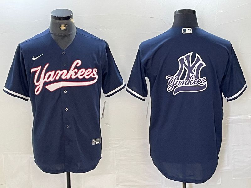 Men New York Yankees Blank Dark blue Second generation joint name Nike 2024 MLB Jersey style 16